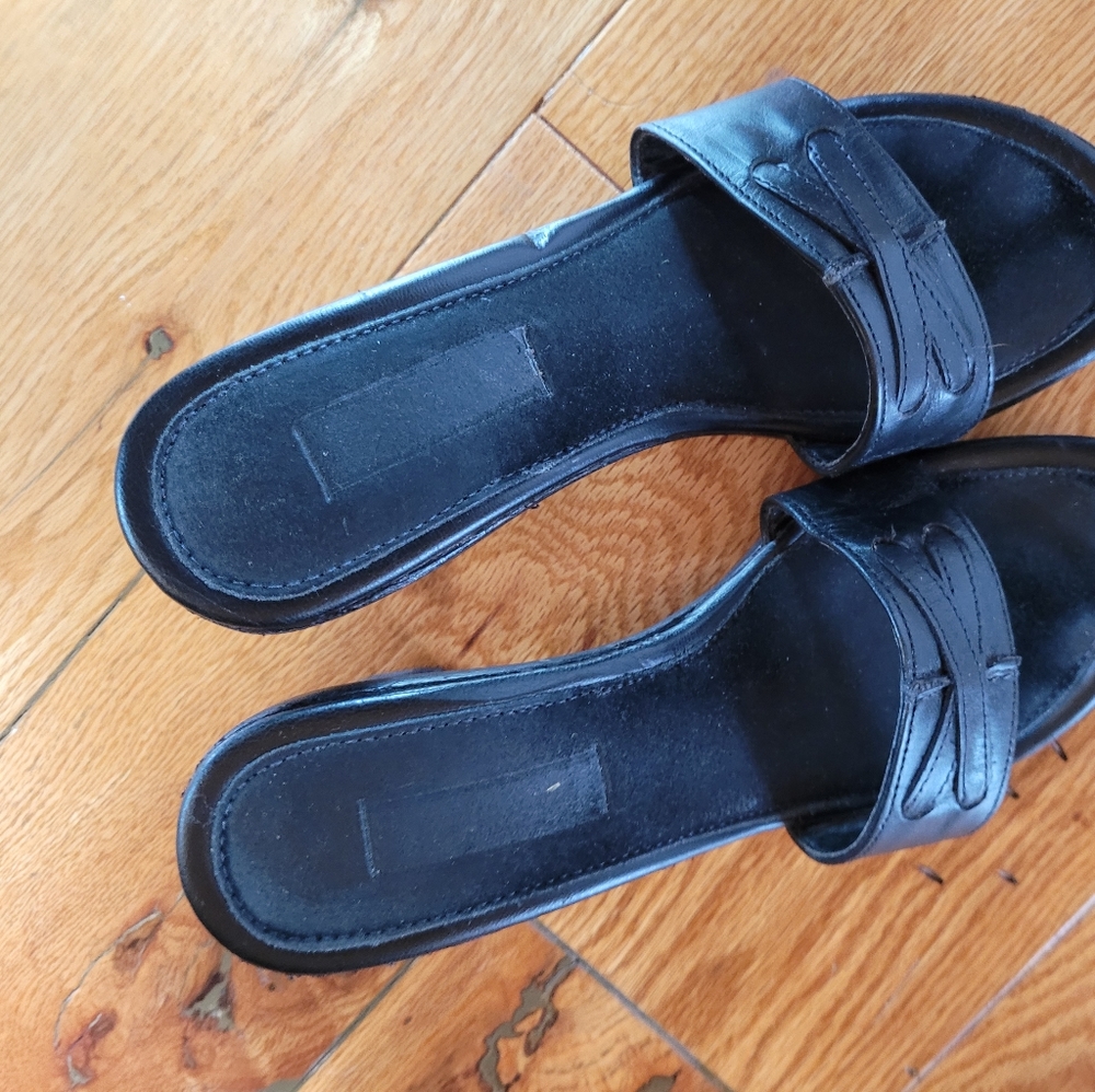 Black slip on heels